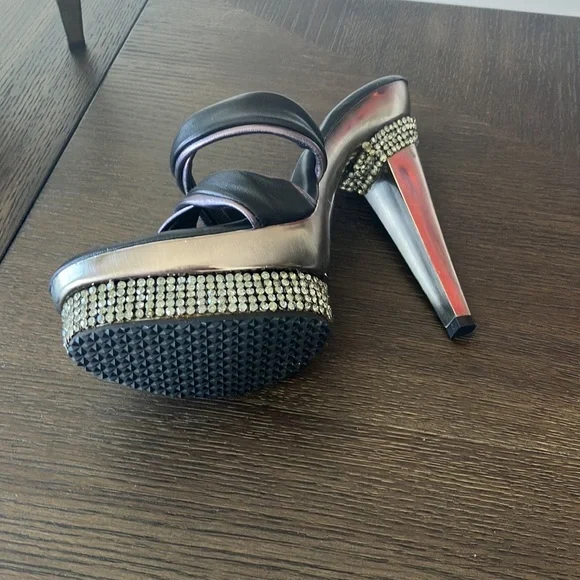 Tony Keuylian Retro hot LA Glam Heels Retro Trendy Bling Platform Sz 6 narrow - Picture 8 of 17